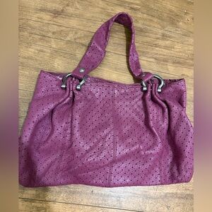 Gap leather perforated STAR ⭐️ Bag  Large Size Dark Fuchsia / Deep Hot Pink